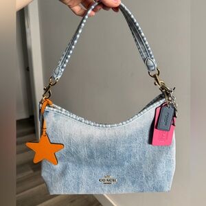 Coach Laurel Shoulder Bag In Loved Denim With Charms NWT